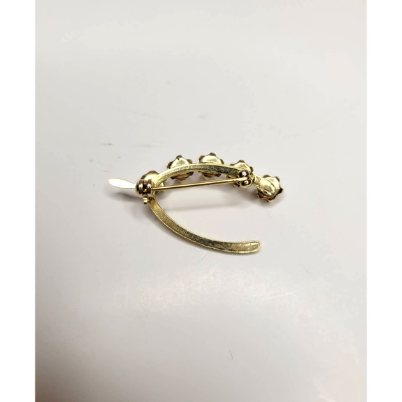 Vintage Gold Toned And Pearl Arched Brooch - Picture 2 of 8